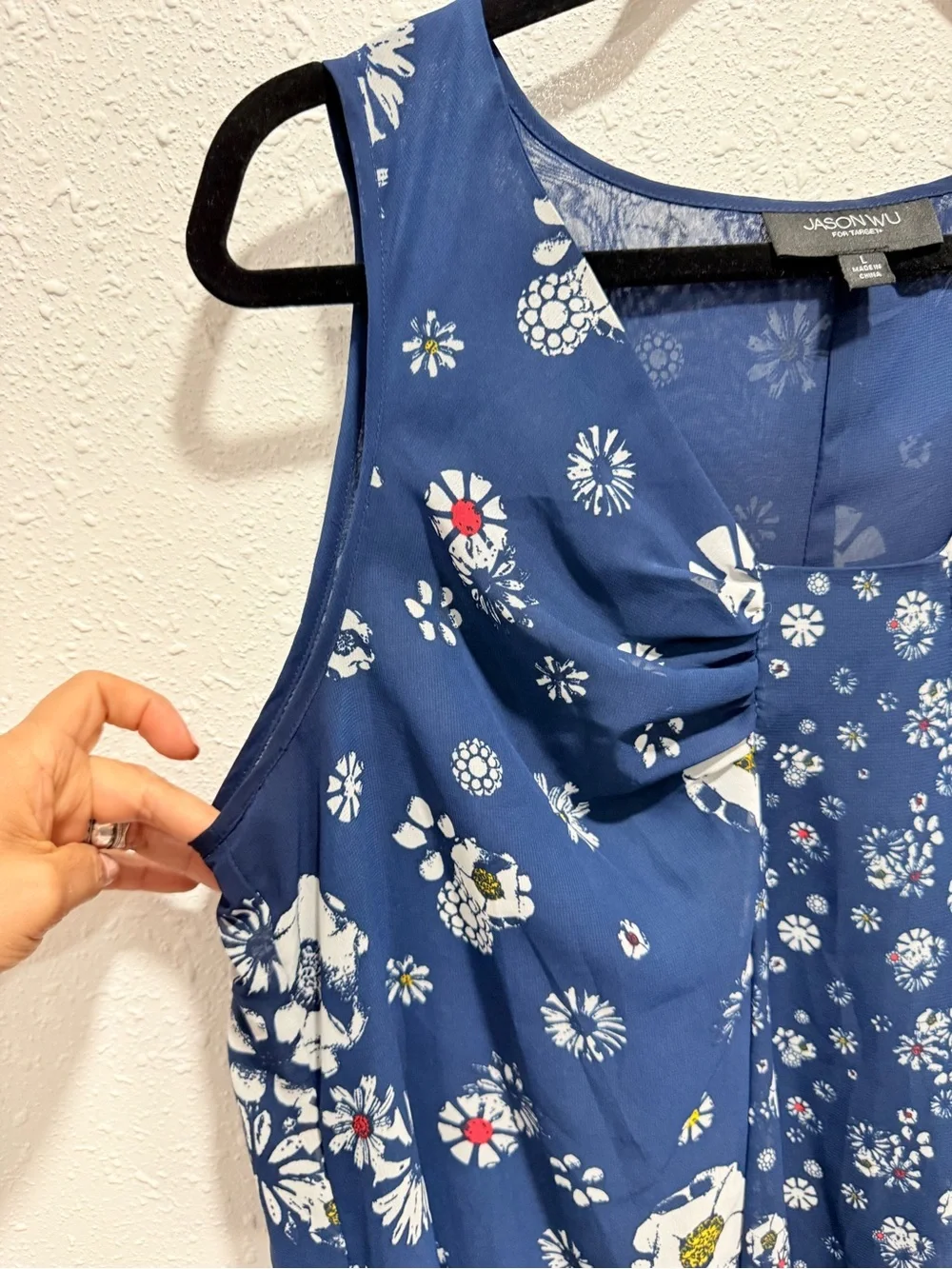 Jason Wu Navy‎ Floral Tie-Front Midi Dress L